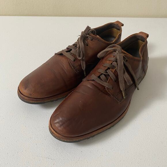 Timberland Men's Sz 8 Bardstown Plain Toe Oxford Brown Leather Distressed Shoes - Picture 1 of 14